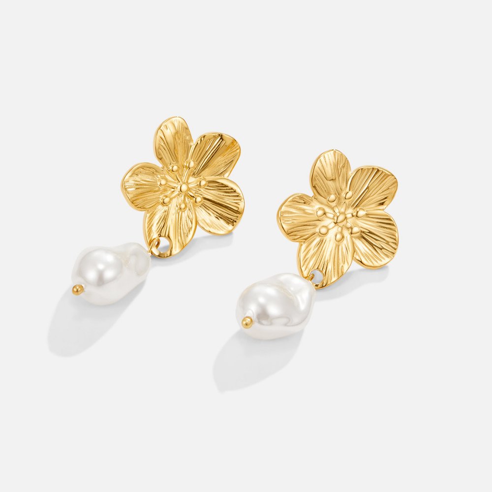 Talia Flower Pearl Earrings - Beautiful Earth Boutique