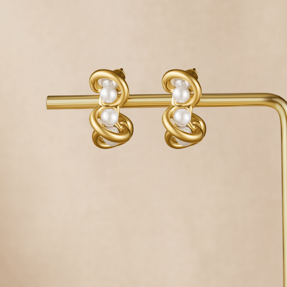 Tara Gold Entwined Pearl Earrings - Beautiful Earth Boutique