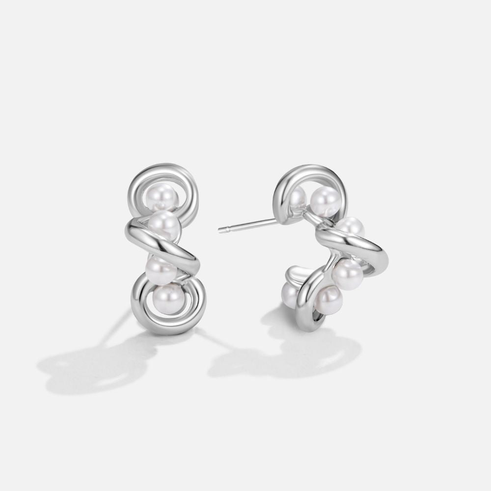 Tara Silver Entwined Pearl Earrings - Beautiful Earth Boutique