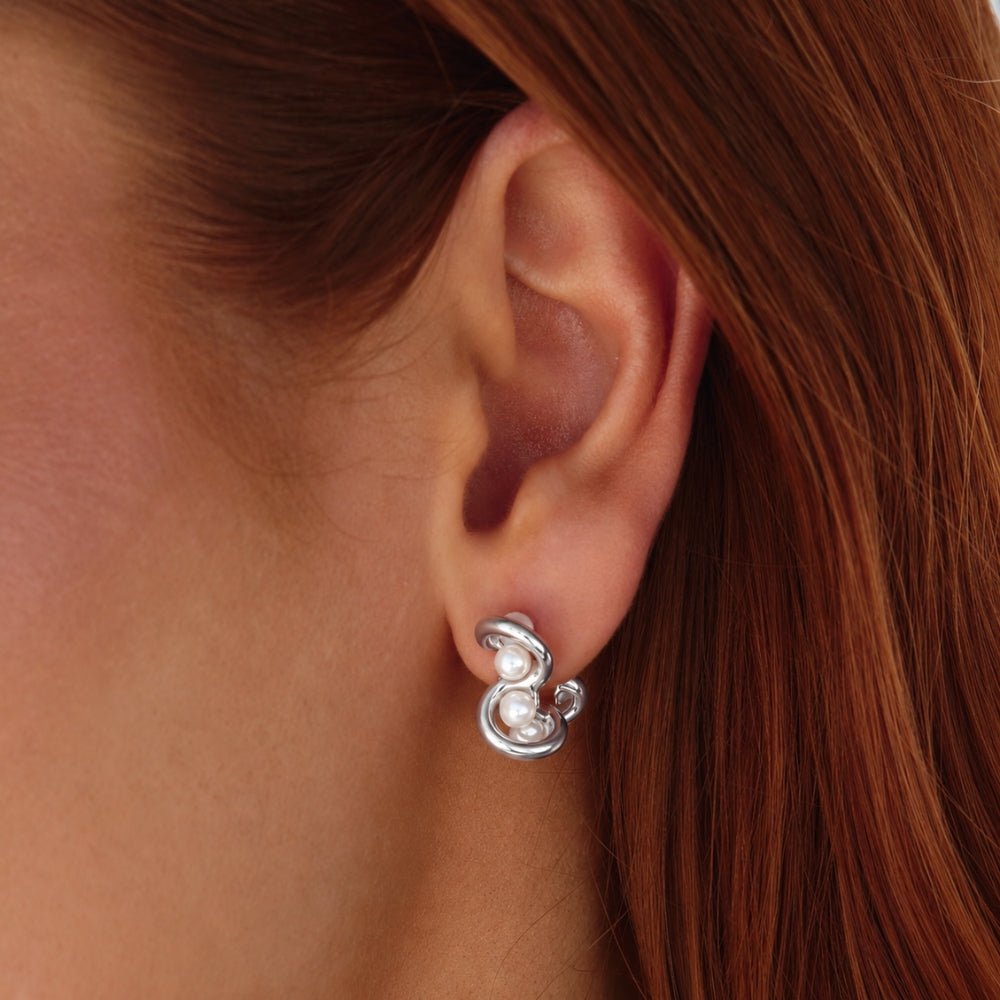 Tara Silver Entwined Pearl Earrings - Beautiful Earth Boutique