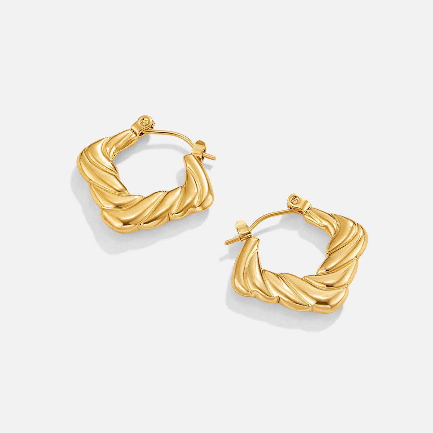 Twisted Gold Square Hoop Earrings - Beautiful Earth Boutique