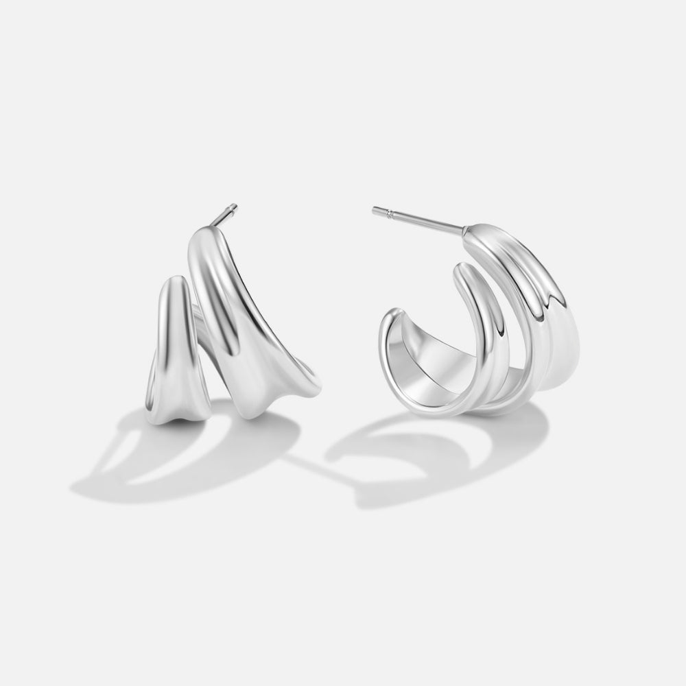 Twisted Ivana Silver Hoop Earrings - Beautiful Earth Boutique