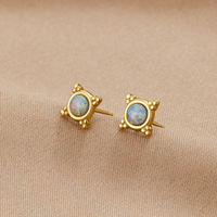 Vintage Blue Opal Stud Earrings - Beautiful Earth Boutique