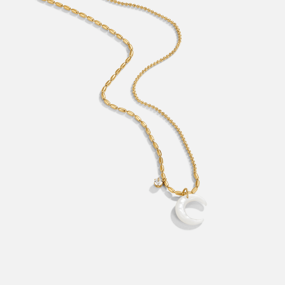 White Crescent Moon Necklace - Beautiful Earth Boutique