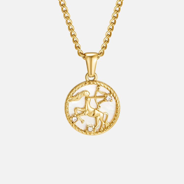 White Shell Zodiac Coin Necklace - Beautiful Earth Boutique