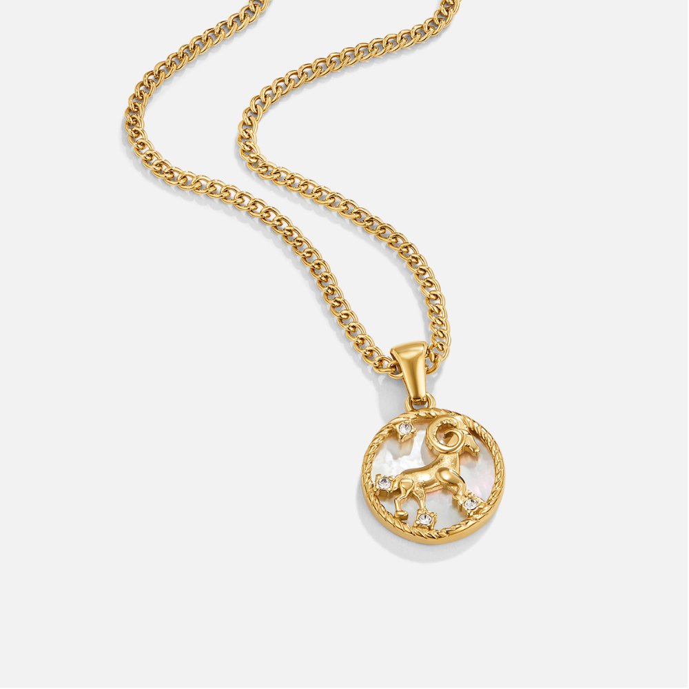 White Shell Zodiac Coin Necklace - Beautiful Earth Boutique