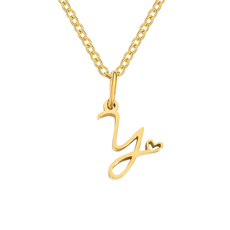 Gold Letter Heart Necklace - Beautiful Earth Boutique