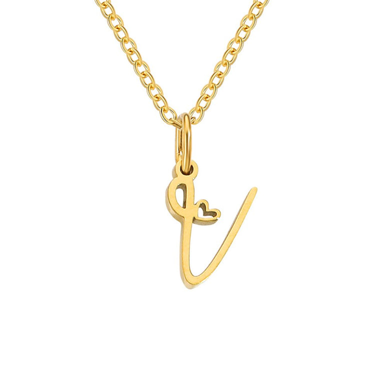 Gold Letter Heart Necklace - Beautiful Earth Boutique