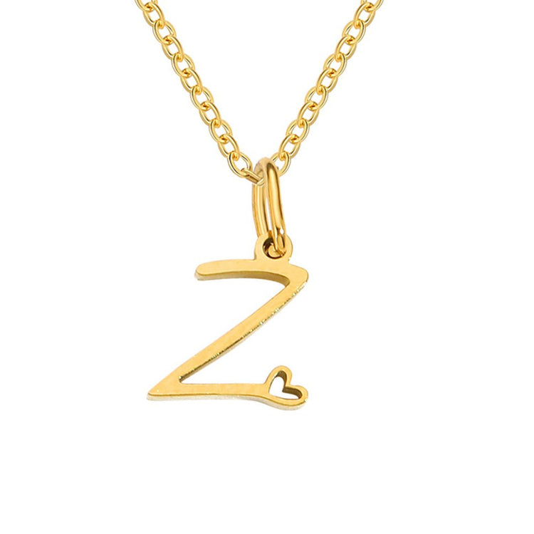 Gold Letter Heart Necklace - Beautiful Earth Boutique