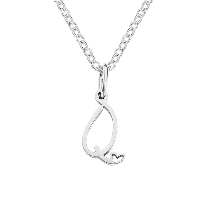 Silver Letter Heart Necklace - Beautiful Earth Boutique